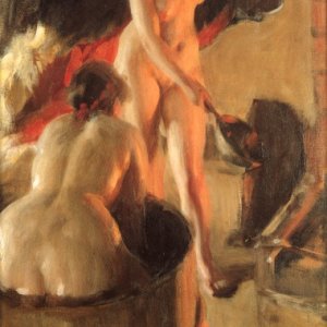 Women bathing in the sauna