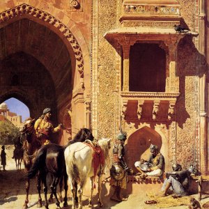 Gate Of The Fortress At Agra India