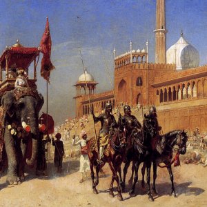 Great Mogul And His Court Returning From The Great Mosque At Delhi India