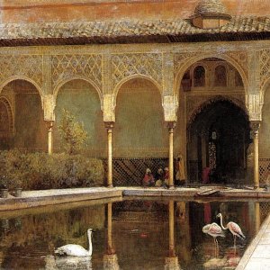 A Court In The Alhambra In The Time Of The Moors