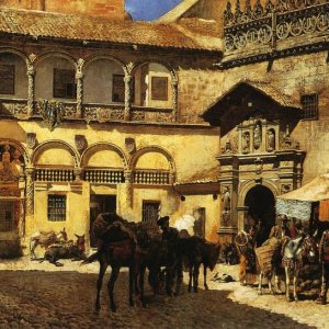 Market Square In Front Of The Sacristy And Doorway of the Cathedral Granada