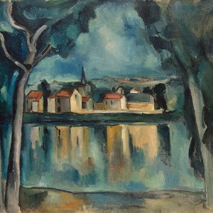 Town on the Bank of a Lake