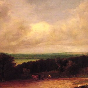 Landscape ploughing scene in Suffolk