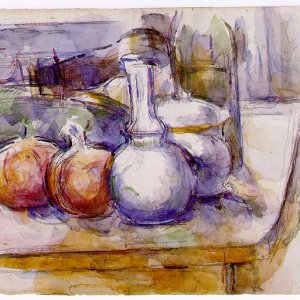 Still Life with Carafe, Sugar Bowl, Bottle, Pomegranates, and Watermelon