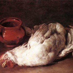 Still Life With Hen Onion And Pot