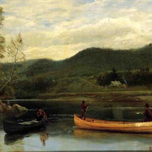Men in Two Canoes