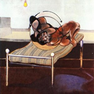 Three Studies of figures on Beds - left
