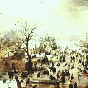 A Scene On The Ice Near A Town