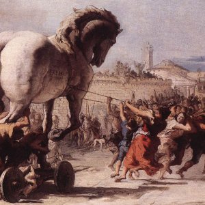 Procession Of The Trojan Horse In Troy
