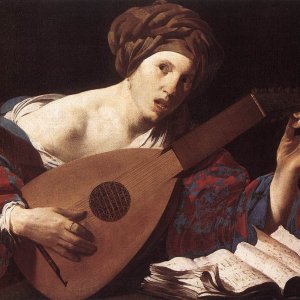 Woman Playing the Lute