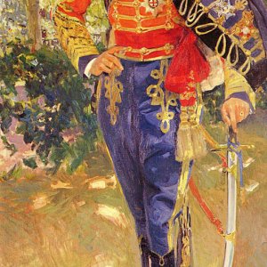 Retrato del Rey Don Alfonso XIII con el uniforme de husares