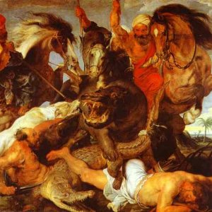 Hippopotamus and Crocodile Hunt